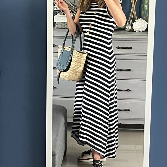 J. Crew High Low Striped Sleeveless Maxi Dress Size Extra Small or Small
